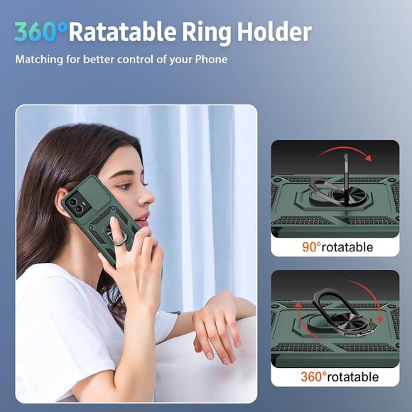 Moto G Play 2024 Military Grade Phone Case with Lens Cover Army Green NEW - Picture 2 of 7